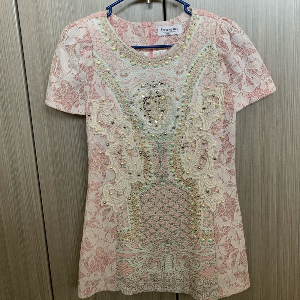 Pink/white Mini Dress